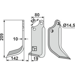 Couteau 209x80mm, gauche - Maschio / Gaspardo - 13100419