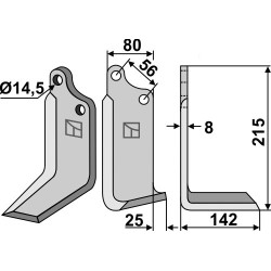 Couteau 215x80mm, droit - Maschio / Gaspardo - 1110428