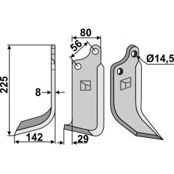 Couteau 225x80mm, gauche - Maschio / Gaspardo - 1110427