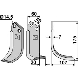 Couteau 175x60mm, droit - Maletti - MA1302177