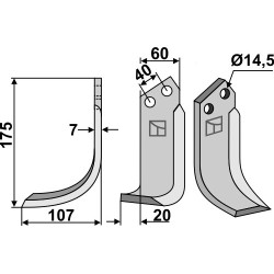 Couteau 175x60mm, gauche - Maletti - MA1302178