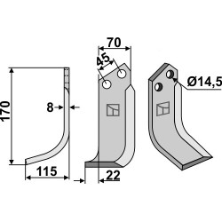 Couteau 170x70mm, gauche - Maletti