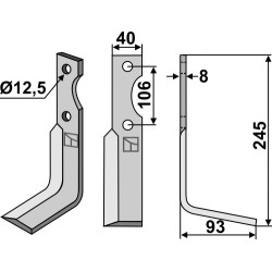 Couteau 245x40mm, droit - Maletti - 1 400 079