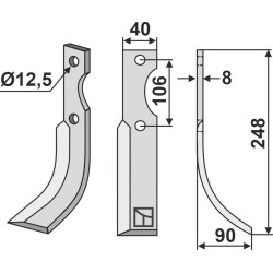 Couteau 248x40mm, droit - Maletti - 1 400 077