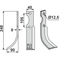 Couteau 248x40mm, gauche - Maletti - 1 400 078