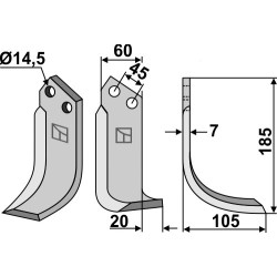 Couteau 185x60mm, droit - Maletti - 1 300 077