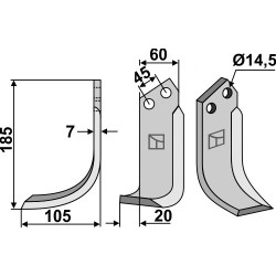 Couteau 185x60mm, gauche - Maletti - 1 300 078