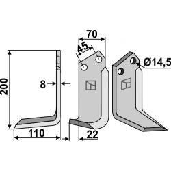 Couteau 200x70mm, gauche - Maletti - 100 080