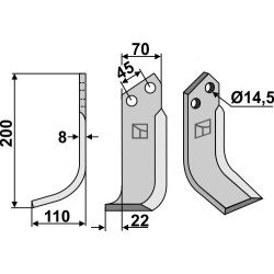 Couteau 200x70mm, gauche - Maletti - 100 078
