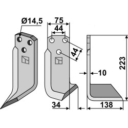 Couteau 223x75mm, droit - Maletti - 700 079
