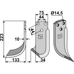 Couteau 223x75mm, gauche - Maletti - 700 078