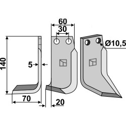 Couteau 140x60mm, gauche - Landsberg