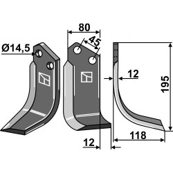 Couteau 195x80mm, droit - Maletti