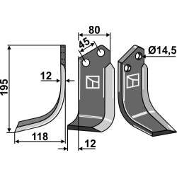 Couteau 195x80mm, gauche - Maletti