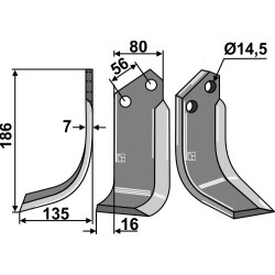 Couteau 186x80mm, gauche - Kuhn - 519371