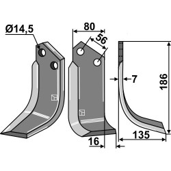 Couteau 186x80mm, droit - Kuhn - 519370