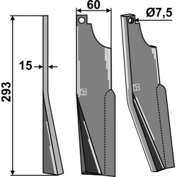 Dent rotative 203x60mm, gauche - Kuhn - 523658000