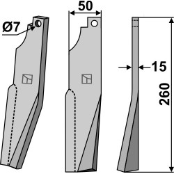 Dent rotative 260x50mm, droit - Kuhn - K 1601450