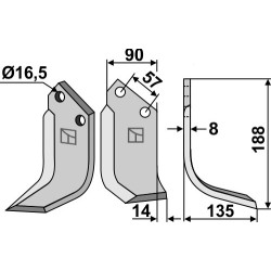 Couteau 188x90mm, droit - Kuhn - K 1601090