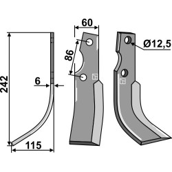 Couteau 242x60mm, gauche - Kuhn - 515032