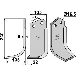 Couteau 230x105mm, gauche - Kuhn - 523597