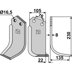 Couteau 230x105mm, droit - Kuhn - 523596