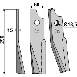 Dent rotative 290x60mm, gauche - Kuhn - 522612