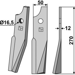 Dent rotative 270x50mm, droit - Kuhn - 519338