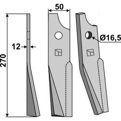 Dent rotative 270x50mm, gauche - Kuhn - 519339