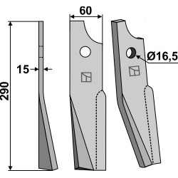 Dent rotative 290x60mm, gauche - Kuhn - 523592
