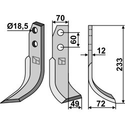 Couteau 233x70mm, droit - Kuhn - 523220