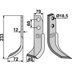 Couteau 233x70mm, gauche - Kuhn - 523219