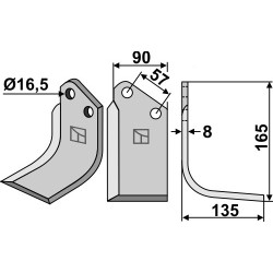 Couteau 165x90mm, droit - Kuhn - 523248