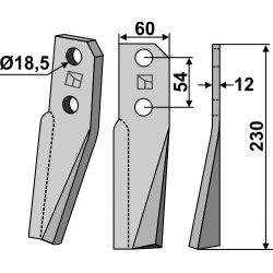 Dent rotative 230x60mm, droit - Kuhn - 522600