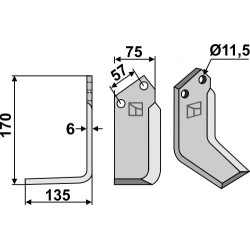 Couteau 170x75mm, gauche - Kuhn - 521064