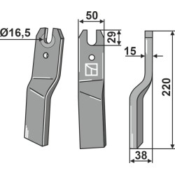 Dent rotative 220x50mm, droit - Kuhn - K1602790