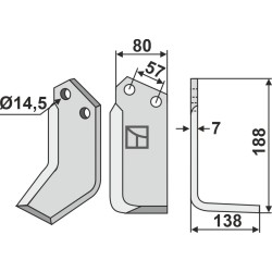 Couteau 188x80mm, droit - Krone - 036 273 0