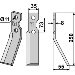 Dent rotative 250x35mm, droit - Simon