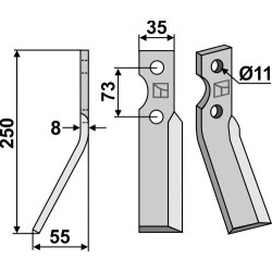 Dent rotative 250x35mm, gauche - Simon