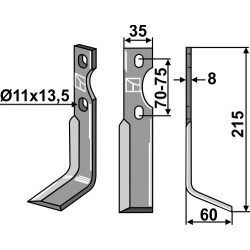 Dent rotative 215x35mm, droit - Simon