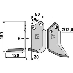 Couteau 190x80mm, gauche - Sauerburger - 3426