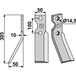 Dent rotative 305x50mm, gauche - Simon