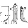Couteau 175x40mm, gauche - Tielbürger - KB-001-006
