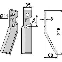 Dent rotative 215x35mm, droit - Simon