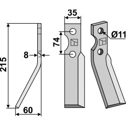 Dent rotative 215x35mm, gauche - Simon