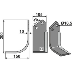Couteau 200x105mm, gauche - Howard - 109961