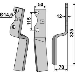 Dent rotative 325x50mm, droit - Howard - 181746