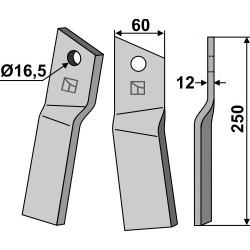 Dent rotative 250x60mm, droit - Howard - 653829