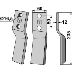 Dent rotative 235x60mm, droit - Howard - 653257