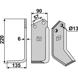 Couteau 220x90mm, gauche - Howard - 5978